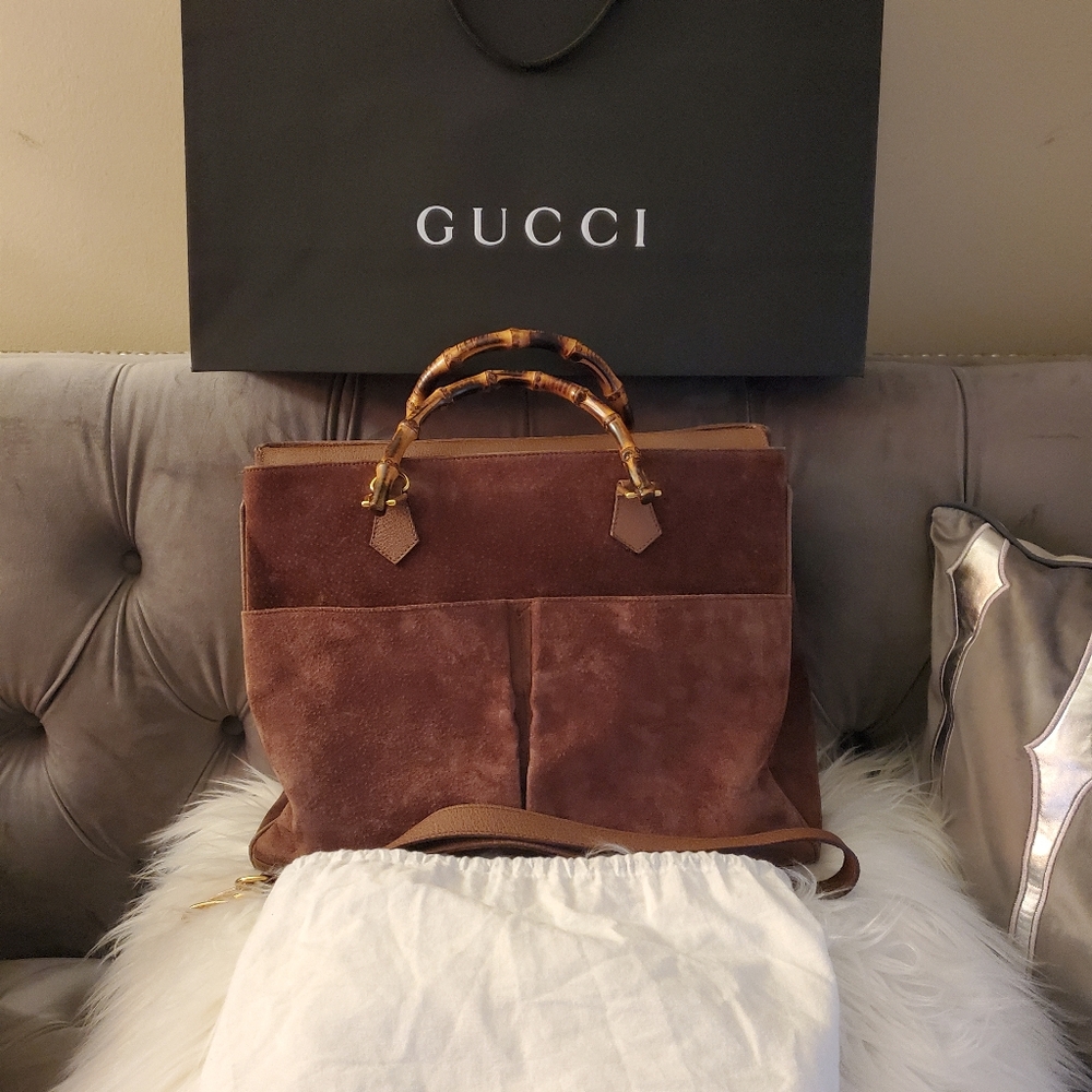 Authentic Gucci Bamboo Bag Vintage Large with Strap